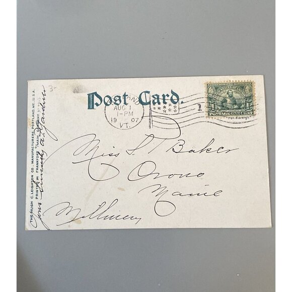 Pine Hill Pond Rutland Vt Vermont Vtg Postcard 1 Cent Stamp Capt John Smith 1907 - Picture 5 of 9